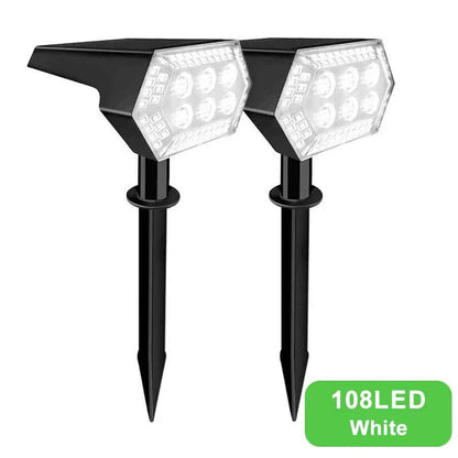 108 LED Outdoor Solar Lights Solar Landscape Spot Lights Adjustable Garden Decor Solar Powered Flood Wall Lights Pathway