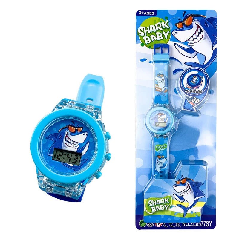 Flash Light Spiderman Kids Watches For Boys Cartoon shark Mickey Children Watch Girls Student Digital Clock Gifts Toy - Qoraheyhub