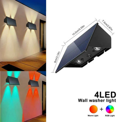 Outdoor Solar Wall Light 4/6LED IP65 Waterproof Fench Lamp Deck Decorative Spotlight Warm Light for Backyard Yard Garage Garden