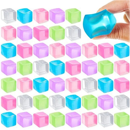 1/3/5/10 PCS Fidget Toy Mini Squishy Toys Ice Block Stress Ball Toy Kawaii Transparent Cube Square Stress Relief Squeeze Toy - Qoraheyhub