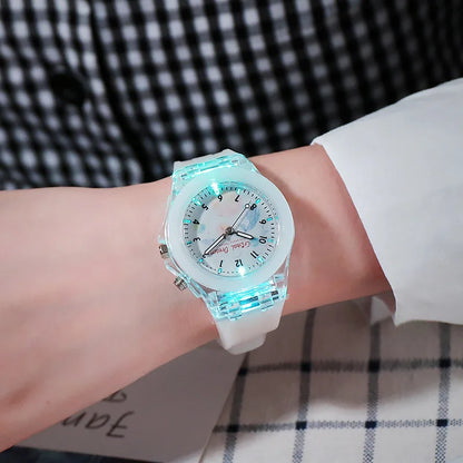 New Sport Kid Watches For Girls Boys Gift Personality Clock Easy Read Children Silicone Flash Quartz Wristwatches Reloj Infantil - Qoraheyhub