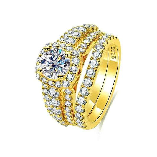 925 Sterling Silver 1 Carat All Moissanite 14K Gold Color Ring Set For Women Engagement Ring