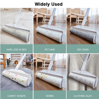 Long Handle Lint Roller Brush Pet Hair Remover Roller Retractable Dust Hair Roller Stick Tearable Clothes Bed Hair Removal Brush - Qoraheyhub