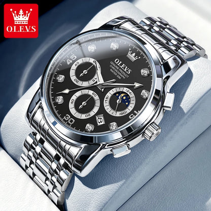 OLEVS Luxury Watch for Men Original Fashion Business Man Quartz Wristwatches Waterproof Stainless Steel Mens Watch Reloj Hombre - Qoraheyhub