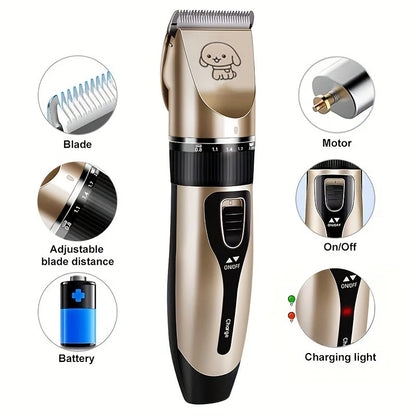 Pet Hair Trimmer Kit Electric Precision Clippers Perfect for Professional Grooming at Home, Ideal for Dogs and Cats - Qoraheyhub