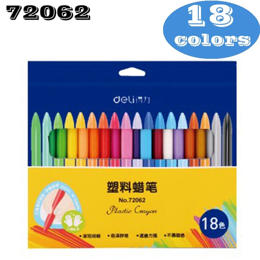 Deli 72061/72062 Plastic Crayon Wax Crayon Color Painting Sticks Color Crayon Color Pencil 12-18 Colors Children Student Caryon - Qoraheyhub