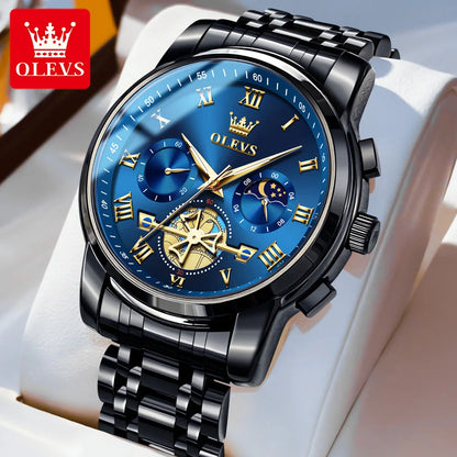 OLEVS Top Brand Men's Watches Classic Roman Scale Dial Luxury Wrist Watch for Men Original Quartz Waterproof Luminous Male Reloj - Qoraheyhub