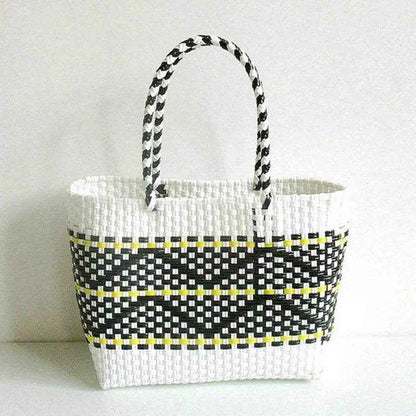 Plastic Woven Women's Handbag Handmade Bohemia Storage Basket Contrast Tote Bag Designer Summer Beach Bag Female Shoulder Bags