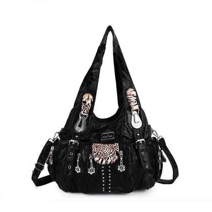 Angelkiss Women Fashion Handbags Large Shoulder Bags PU Leopard Handbag Satchel Big-capacity Shoulder Bag Phane Purse bolsa