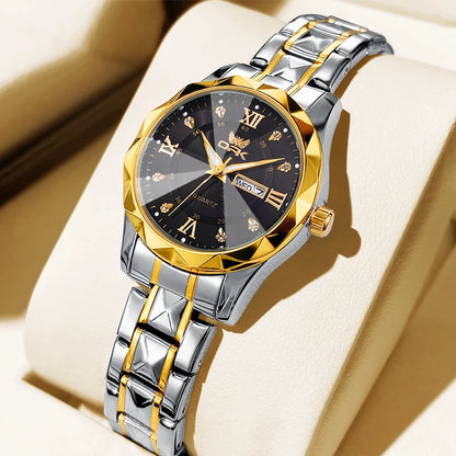 OPK Women Watches 6023L Elegant Fashion Original Quartz Watch for Lady Waterproof Stainless Steel Strap Small Dial Luminous Date - Qoraheyhub