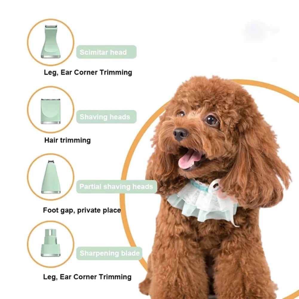 Professional 4-in-1 Electric Pet Grooming Tool Set Dog Hair Clippers USB Rechargeable Pets Haircut Trimmer Shaver Cats Supplies - Qoraheyhub
