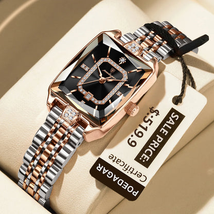 POEDAGAR Luxury Watch For Woman Elegant Waterproof Calendar Ladies Watch Rectangle Stainless Steel Quartz Women's Watches Female - Qoraheyhub