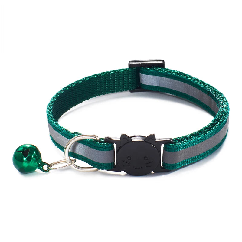 Cost-Effective Adjustable Snap-On Cat Collar With Bells Reflective Sturdy Nylon Collar For Kittens Cat Pet Supplies Cat Necklace