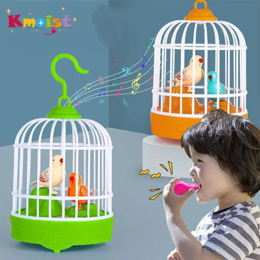 Talking Electric Bird Inductive Sound Control Birdcage Simulation Funny Toy Novelty Gift Birdcage Voice Educational Toy Kid Gift - Qoraheyhub