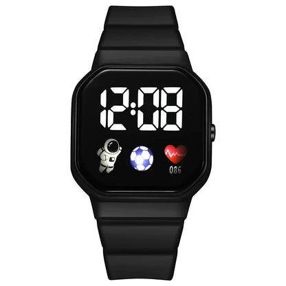 Football Kids Watches Sports LED Digital Watch for Boys and Girls Silicone strap Student Children Electronic Wristwatch Clock - Qoraheyhub