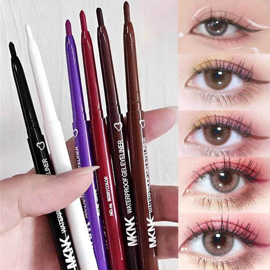 1/6Pcs 2 In 1 Eyeliner Lip Liner Gel Pencil Waterproof Long-lasting White Black Brown Easy Wear Eyeliner Makeup Eye Cosmetic
