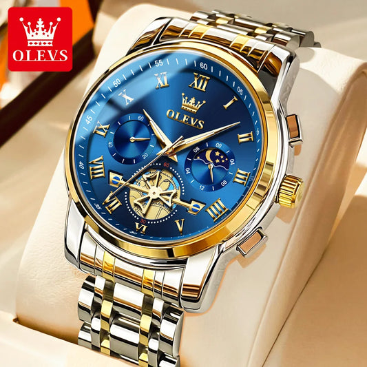 OLEVS Top Brand Men's Watches Classic Roman Scale Dial Luxury Wrist Watch for Men Original Quartz Waterproof Luminous Male Reloj - Qoraheyhub