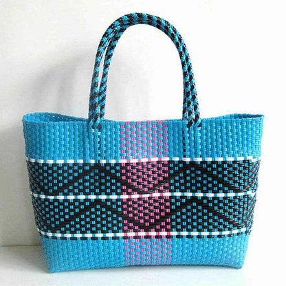 Plastic Woven Women's Handbag Handmade Bohemia Storage Basket Contrast Tote Bag Designer Summer Beach Bag Female Shoulder Bags