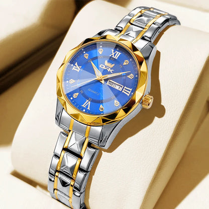OPK Women Watches 6023L Elegant Fashion Original Quartz Watch for Lady Waterproof Stainless Steel Strap Small Dial Luminous Date - Qoraheyhub