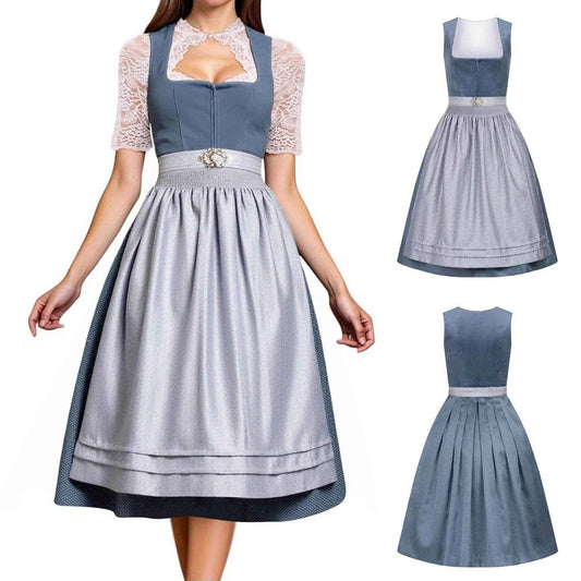 Women'S German Traditional Dirndl Dress With Dirndl Apron For Oktoberfest Beer Festival Cosplay Costume платье женское летнее