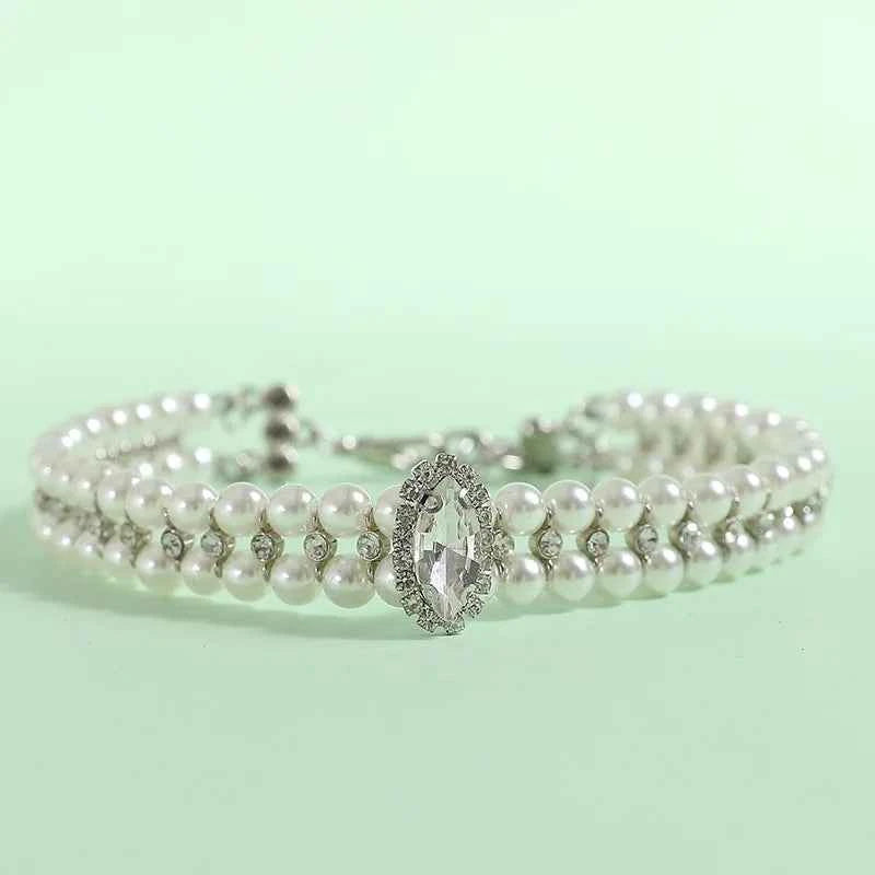 Luxury Cat Puppy Pearl Necklace Rhinestone Collar for Cats Small Dogs Ragdoll Cat Sphynx Necklaces Pet Accessories collier chat