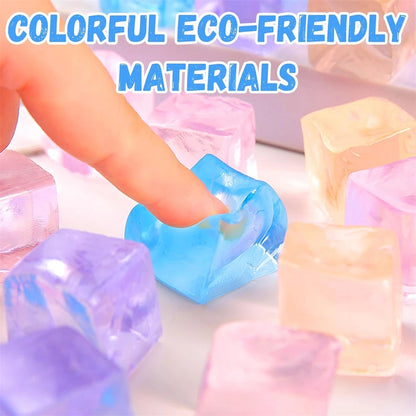 1/3/5/10 PCS Fidget Toy Mini Squishy Toys Ice Block Stress Ball Toy Kawaii Transparent Cube Square Stress Relief Squeeze Toy - Qoraheyhub