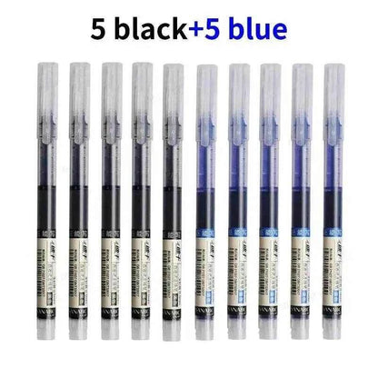 10pcs High Quality Needle Type Gel Pens Black Ink Straight Liquid Ballpoint Pen Kawaii Stationery School Office Supplies Writing