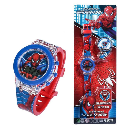 Flash Light Spiderman Kids Watches For Boys Cartoon shark Mickey Children Watch Girls Student Digital Clock Gifts Toy - Qoraheyhub