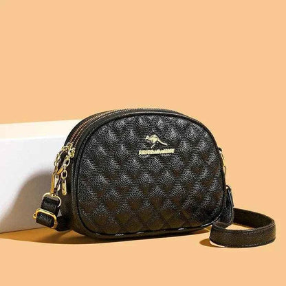 Women's Three-layer Mobile Phone Purse New Mom Crossbody Bag Versatile Diamond Grid Embroidery Thread Lightweight Shoulder Bag