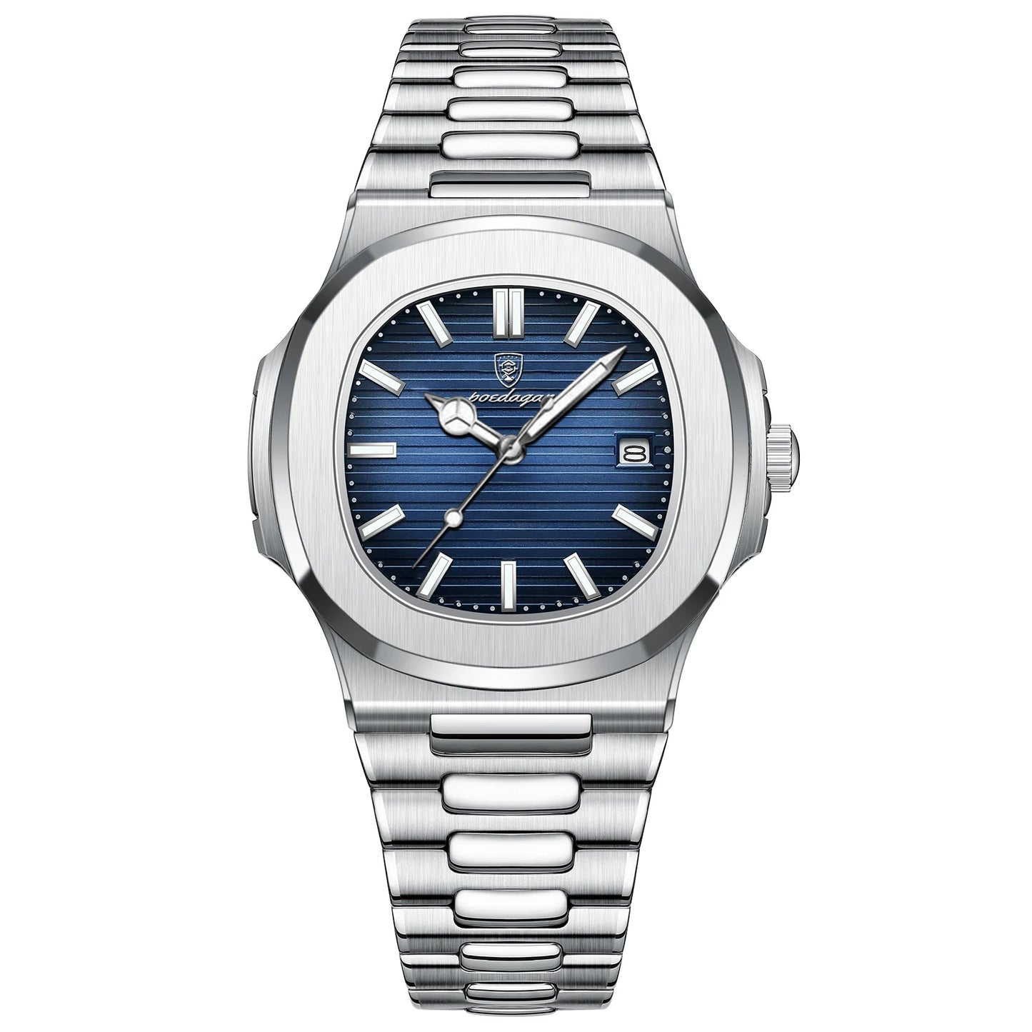 POEDAGAR Square Luxury Men Wristwatch Waterproof Luminous Date Stainless Steel Male Clock Business Sports Quartz Watches For Men - Qoraheyhub