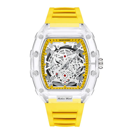 UTHAI BK134 Fashionable Men watch barrel shaped transparent waterproof quartz watch sports clock gift watches for man - Qoraheyhub
