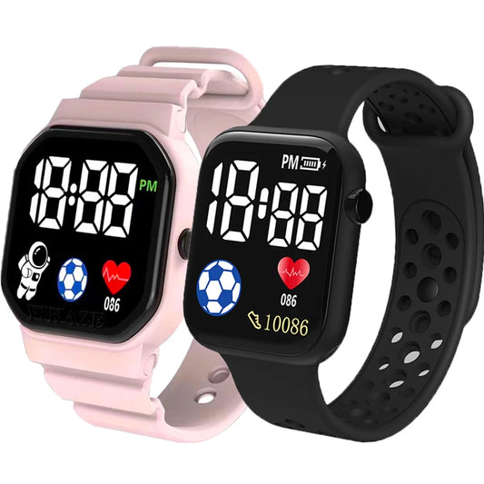 2024 LED Digital Watch For Kids Boys Girls Football Sports Watches Silicone Digital Watch Casual Childrens Electronic Wristwatch - Qoraheyhub