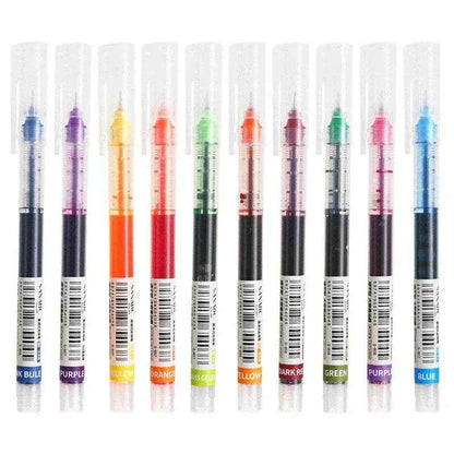 10pcs High Quality Needle Type Gel Pens Black Ink Straight Liquid Ballpoint Pen Kawaii Stationery School Office Supplies Writing