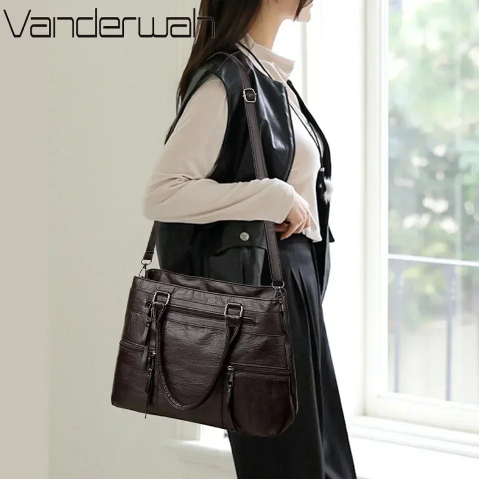 Elegant Handbag for Women High Quality Leather Top-Handle Bags Purse Ladies Shoulder Crossbody Bag Large Casual Tote 2025 Hot