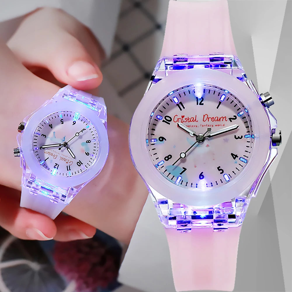 New Sport Kid Watches For Girls Boys Gift Personality Clock Easy Read Children Silicone Flash Quartz Wristwatches Reloj Infantil - Qoraheyhub