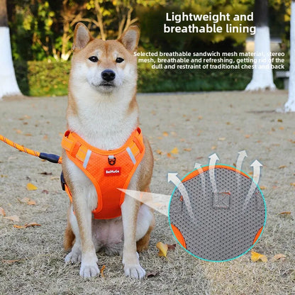 New Vest Walking Traction Rope Cat Harness with Reflective Strip Dog Collar Breathable Mesh Harness for Small Medium Pet Cat Dog