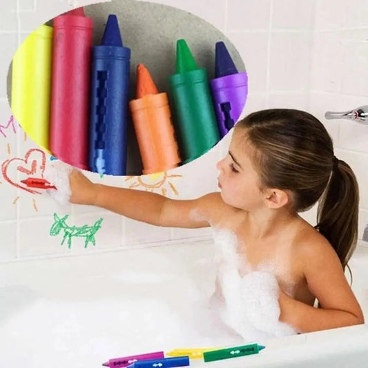 6Pcs Creative Erasable Bathroom Crayon Washable Multicolor Graffiti Toy Educational Toy Cognitive Floating Toy - Qoraheyhub