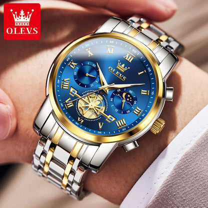 OLEVS Top Brand Men's Watches Classic Roman Scale Dial Luxury Wrist Watch for Men Original Quartz Waterproof Luminous Male Reloj - Qoraheyhub