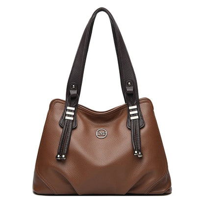 High Quality Soft Leather Handbags for Women Vintage Shoulder Tote Bag Luxury Designer Ladies Large Capacity Top-Handle Bags Sac