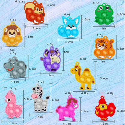 20Pcs Mini Colorful Animal Camel Frog Sheep Pop Fidget Toys Push Bubble Sensory Stress Relief Toy Party Favors