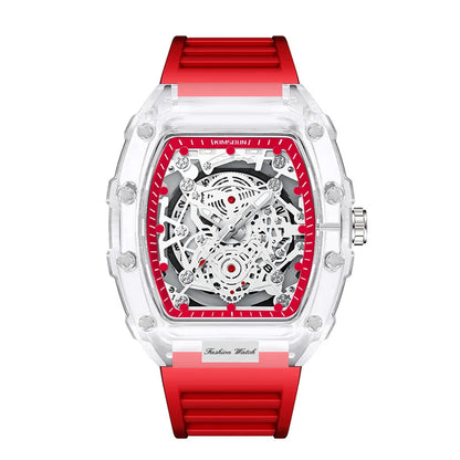 UTHAI BK134 Fashionable Men watch barrel shaped transparent waterproof quartz watch sports clock gift watches for man - Qoraheyhub
