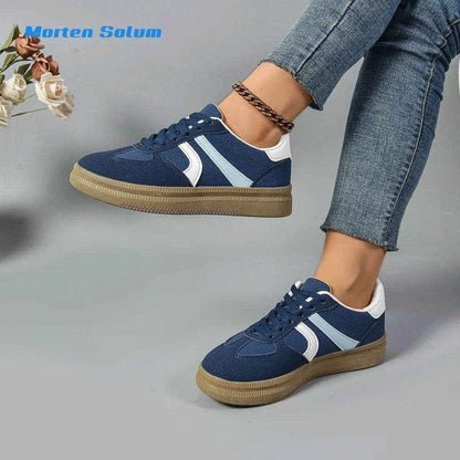 Women Blue Suede Sneakers 2024 Fashion Low-top Ladies Trendy Shoes Comfort Casual Vulcanized Sneakers Female Zapatos De Mujer