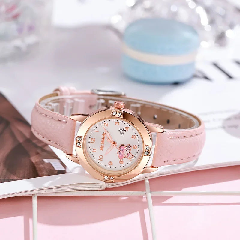 Sanrio Hello Kitty Watch Kawaii Kuromi Cinnamoroll Quartz Casual Fashion Melody WristWatch Women Kid Girl Children Gift - Qoraheyhub