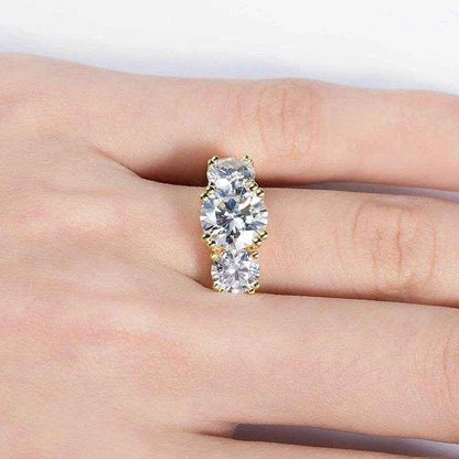 5 Carat Moissanite 925 Sterling Silver Three Stone Ring Engagement Yellow Color Ring For Women