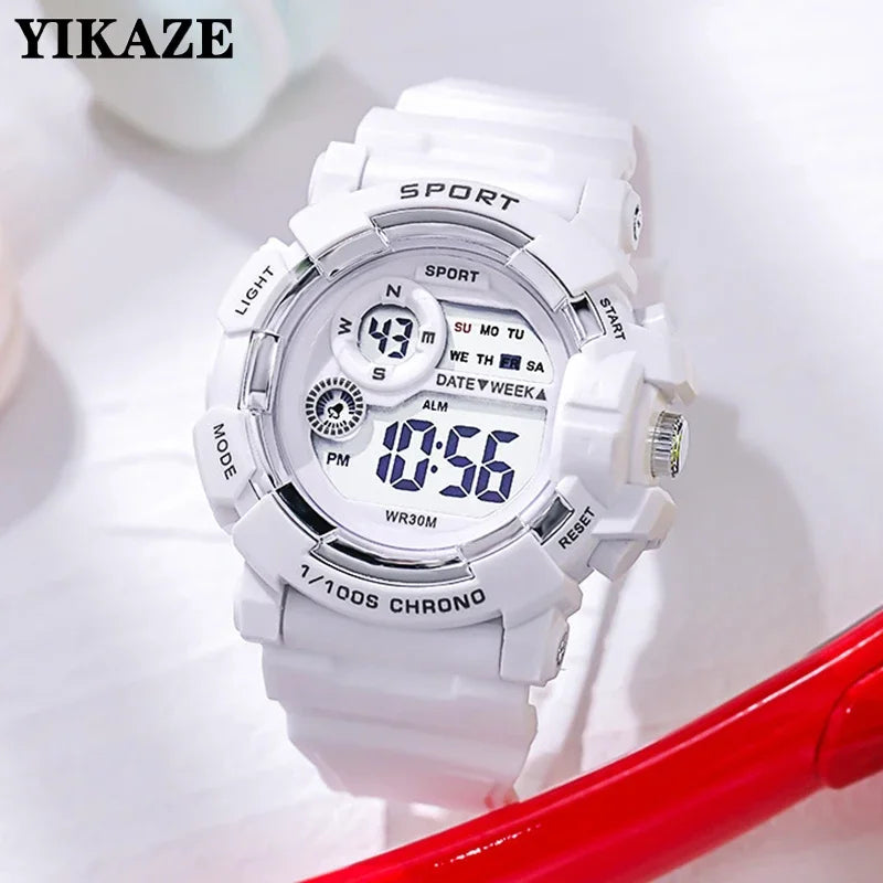 YIKAZE Fashion Sports Watches Men Women Digital Watch Waterproof Luminous Alarm Clock Electronic Wristwatch for Kids Children - Qoraheyhub
