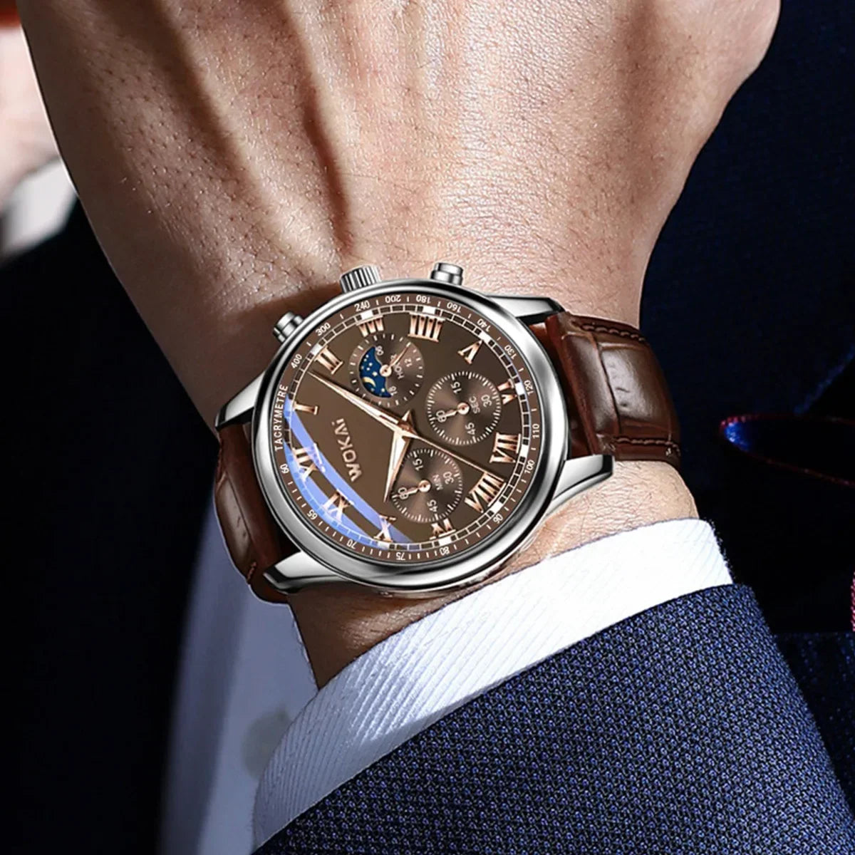 New Business Mens Watches Waterproof Sports Quartz Watch for Men Women Boy Wristwatch Roman Numerals Clock Silver Brown Reloj - Qoraheyhub