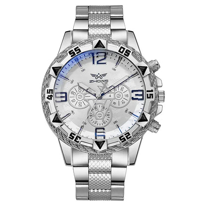 Luxury Business Men's Watch Stainless Steel Strap Blue-Light Glass Men Quartz Watches Big Dial Casual Wristwatch for man gifts - Qoraheyhub