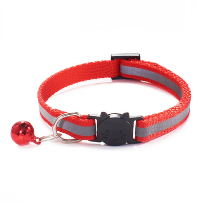 Cost-Effective Adjustable Snap-On Cat Collar With Bells Reflective Sturdy Nylon Collar For Kittens Cat Pet Supplies Cat Necklace