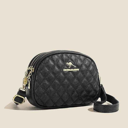 Women's Three-layer Mobile Phone Purse New Mom Crossbody Bag Versatile Diamond Grid Embroidery Thread Lightweight Shoulder Bag