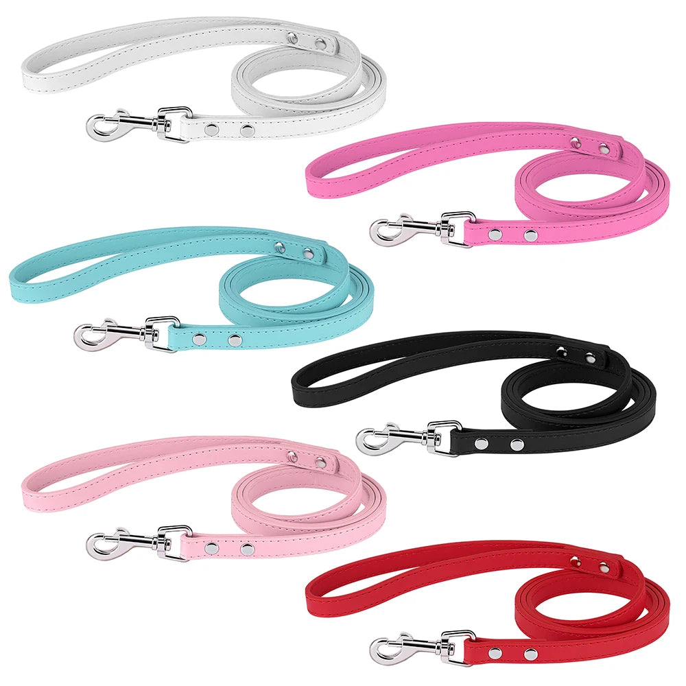 Custom PU Leather Dog Collar Leash Set Personalized DIY Name Charms Collars Bling Rhinestone Pet Necklace For Small Medium Dogs